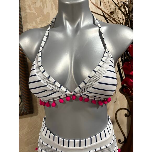 Bikini Swimsuit Two Piece Sculpting Black Velour Clear Bottoms for Tummy Control - Picture 5 of 6